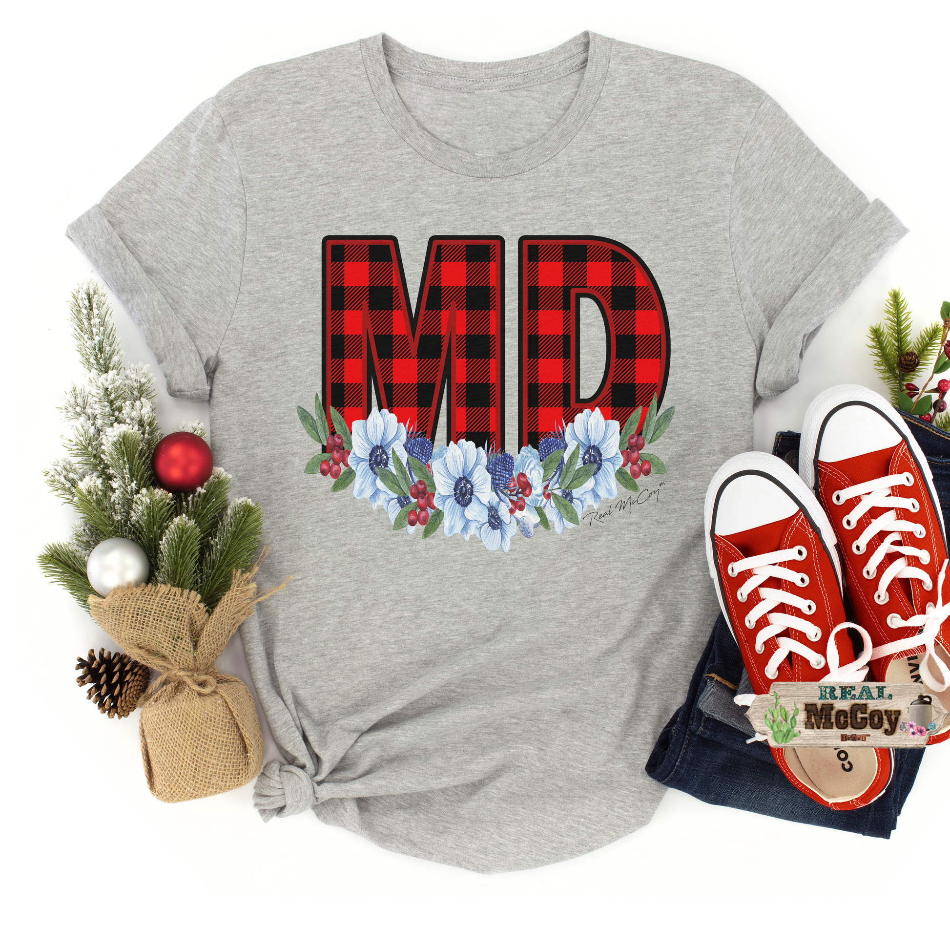 Winter Plaid State Abbreviation Tee