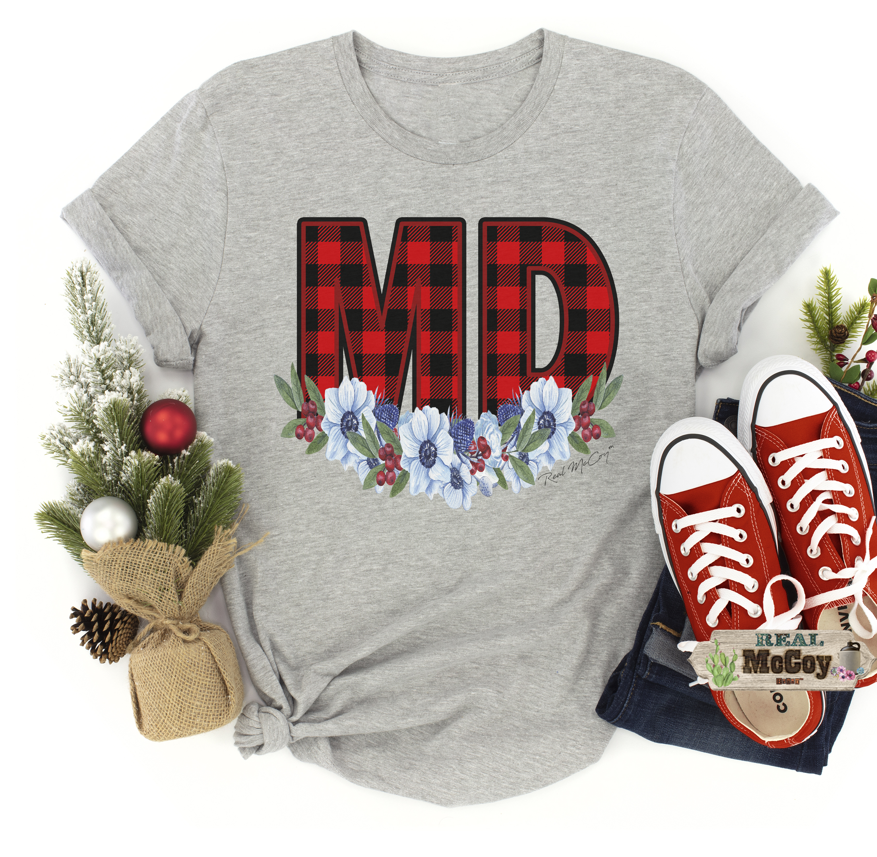 Winter Plaid State Abbreviation Tee