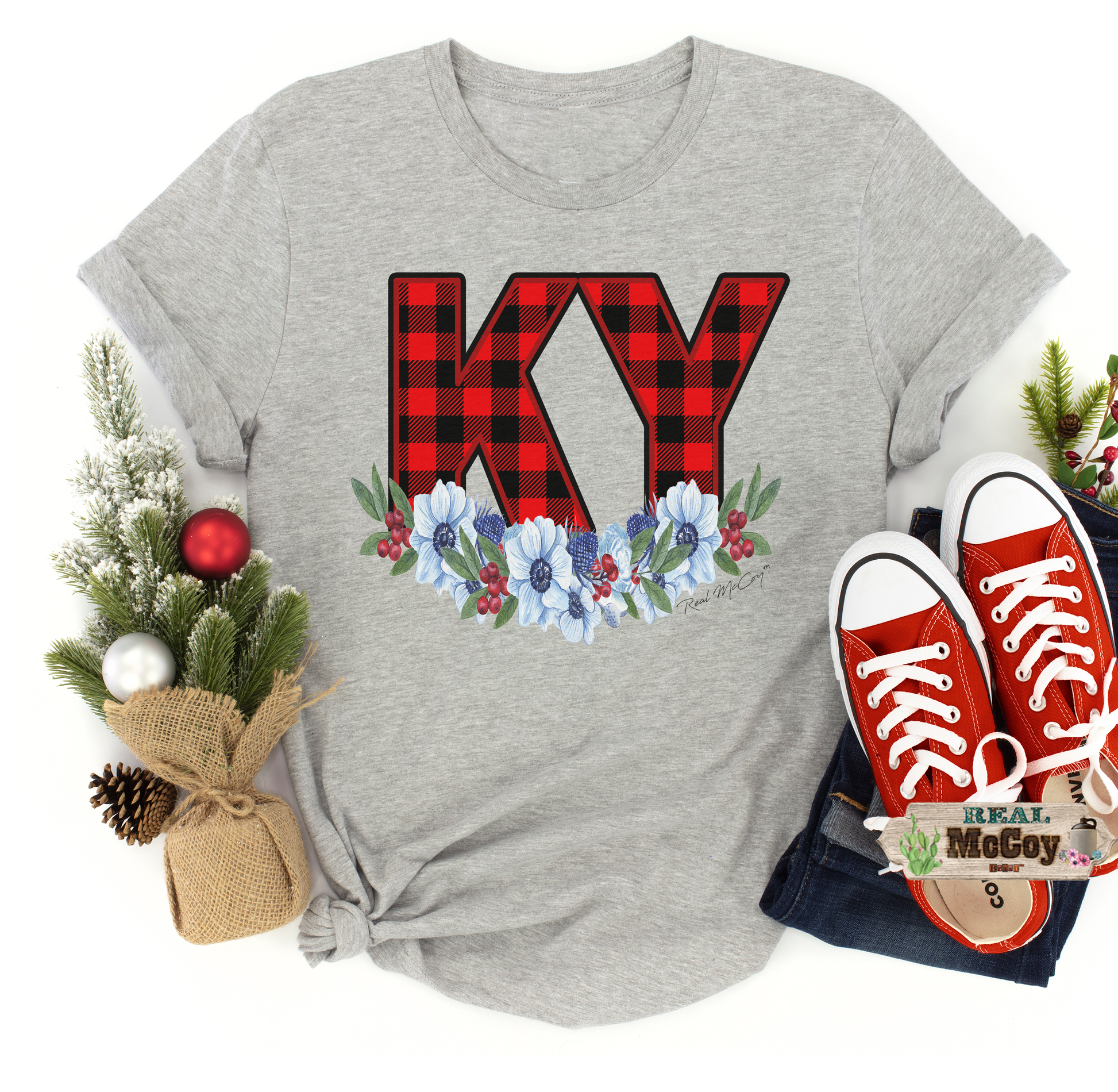 Winter Plaid State Abbreviation Tee