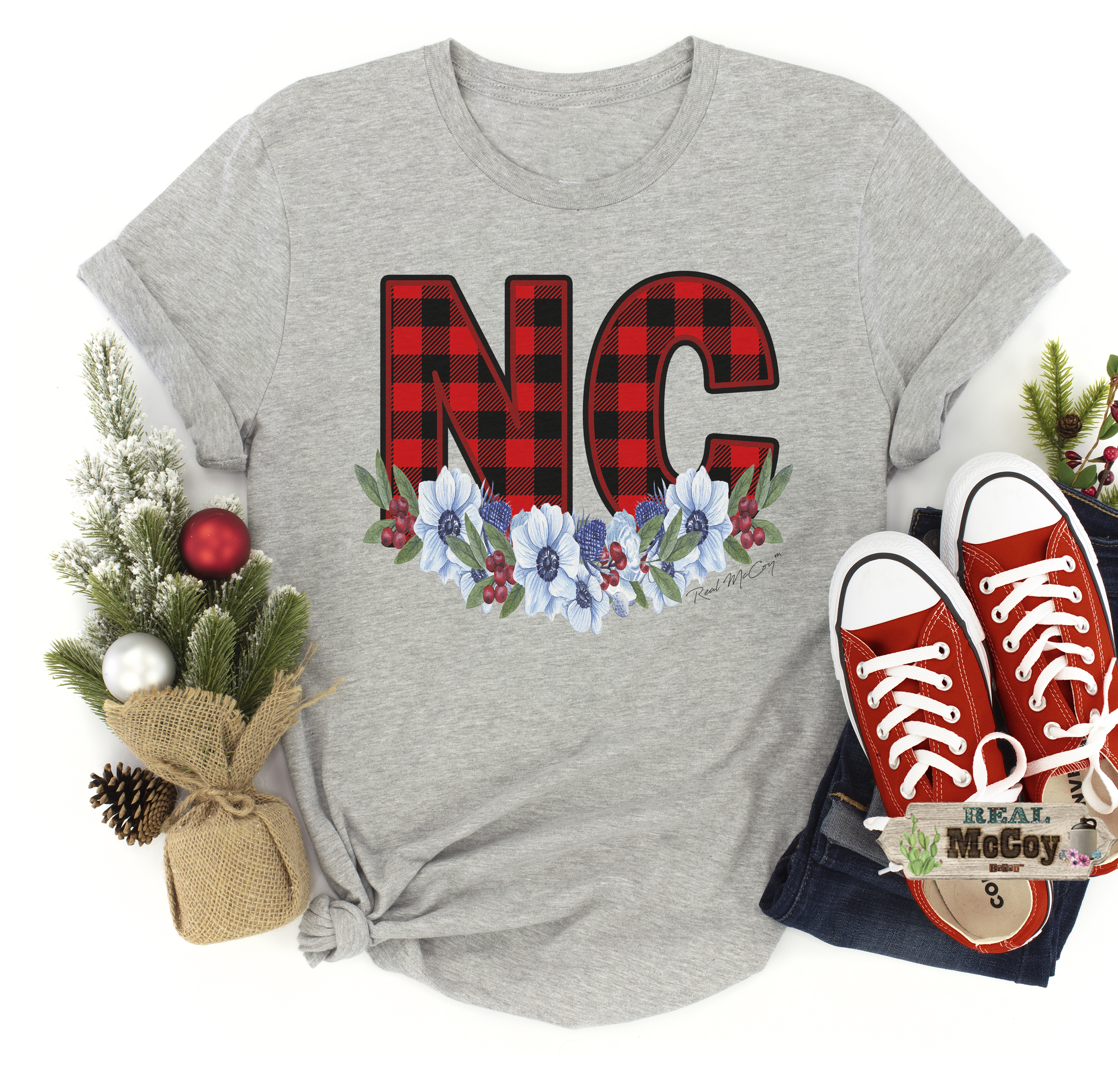 Winter Plaid State Abbreviation Tee