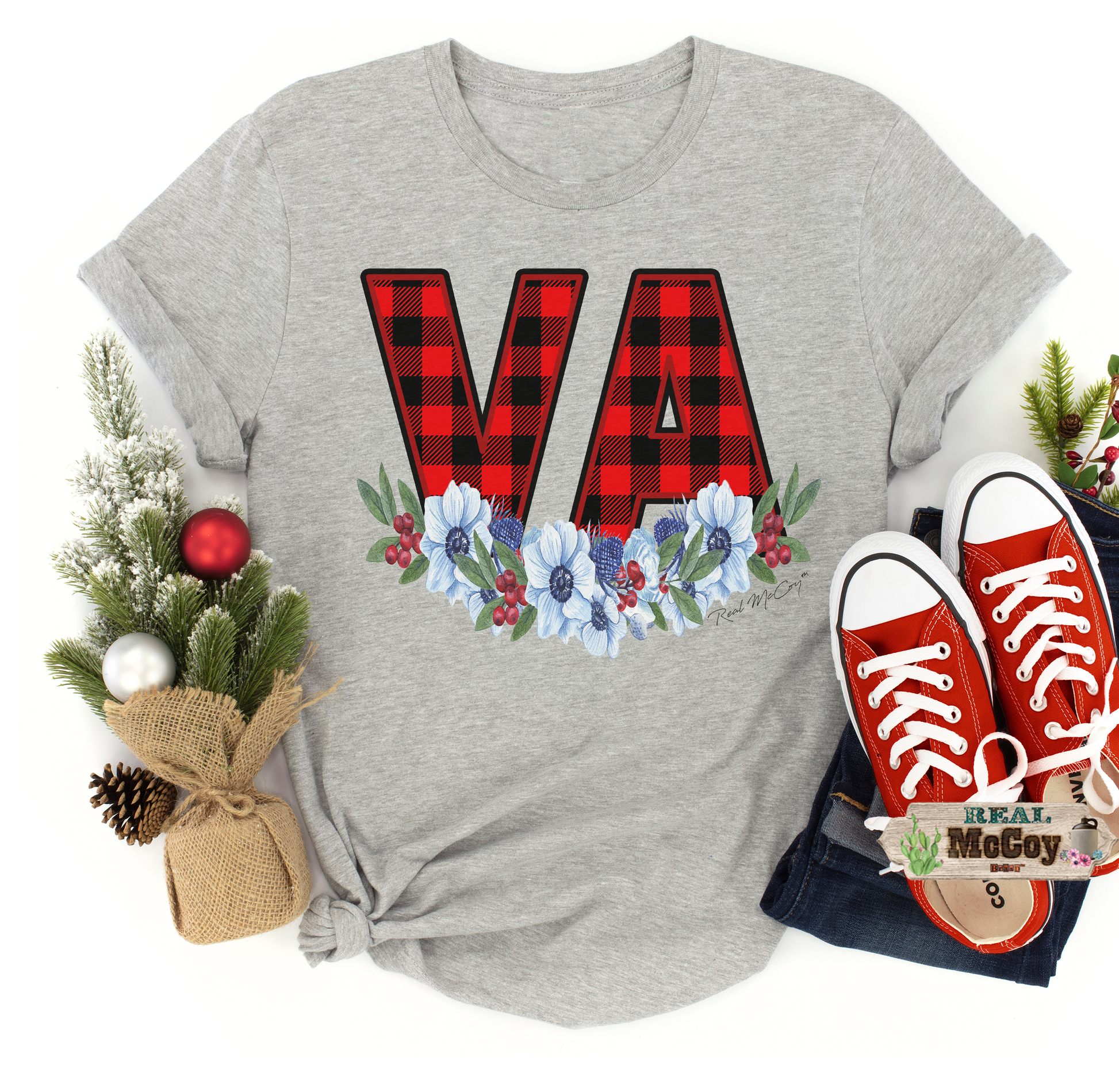 Winter Plaid State Abbreviation Tee