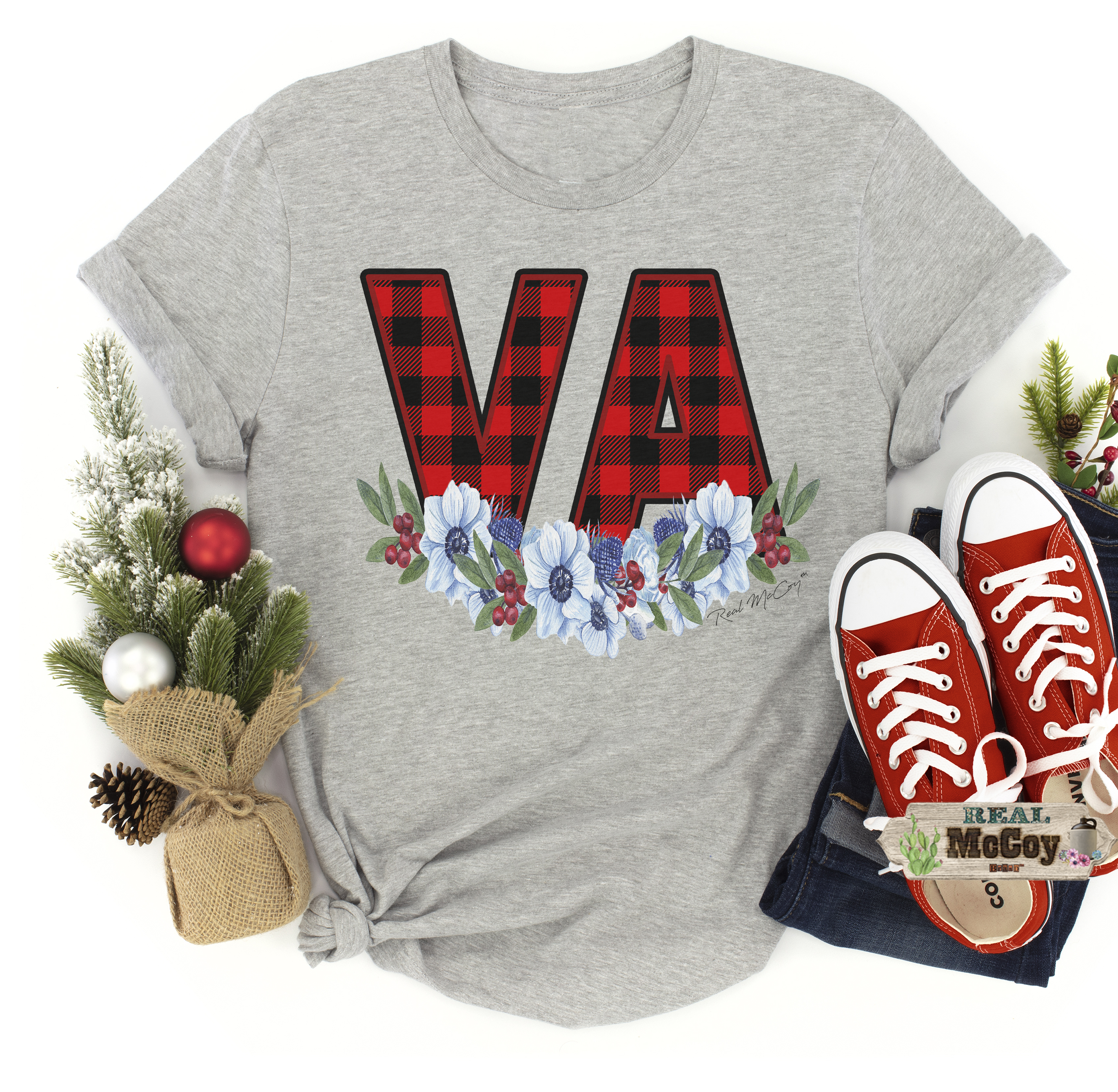 Winter Plaid State Abbreviation Tee