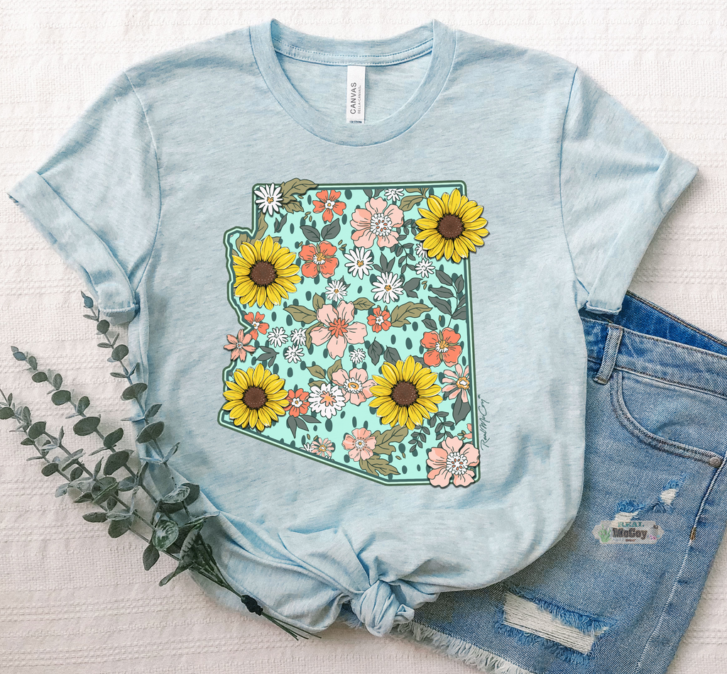 Spring Vibes State Tee (Shape & Abbrev.-All States Available)