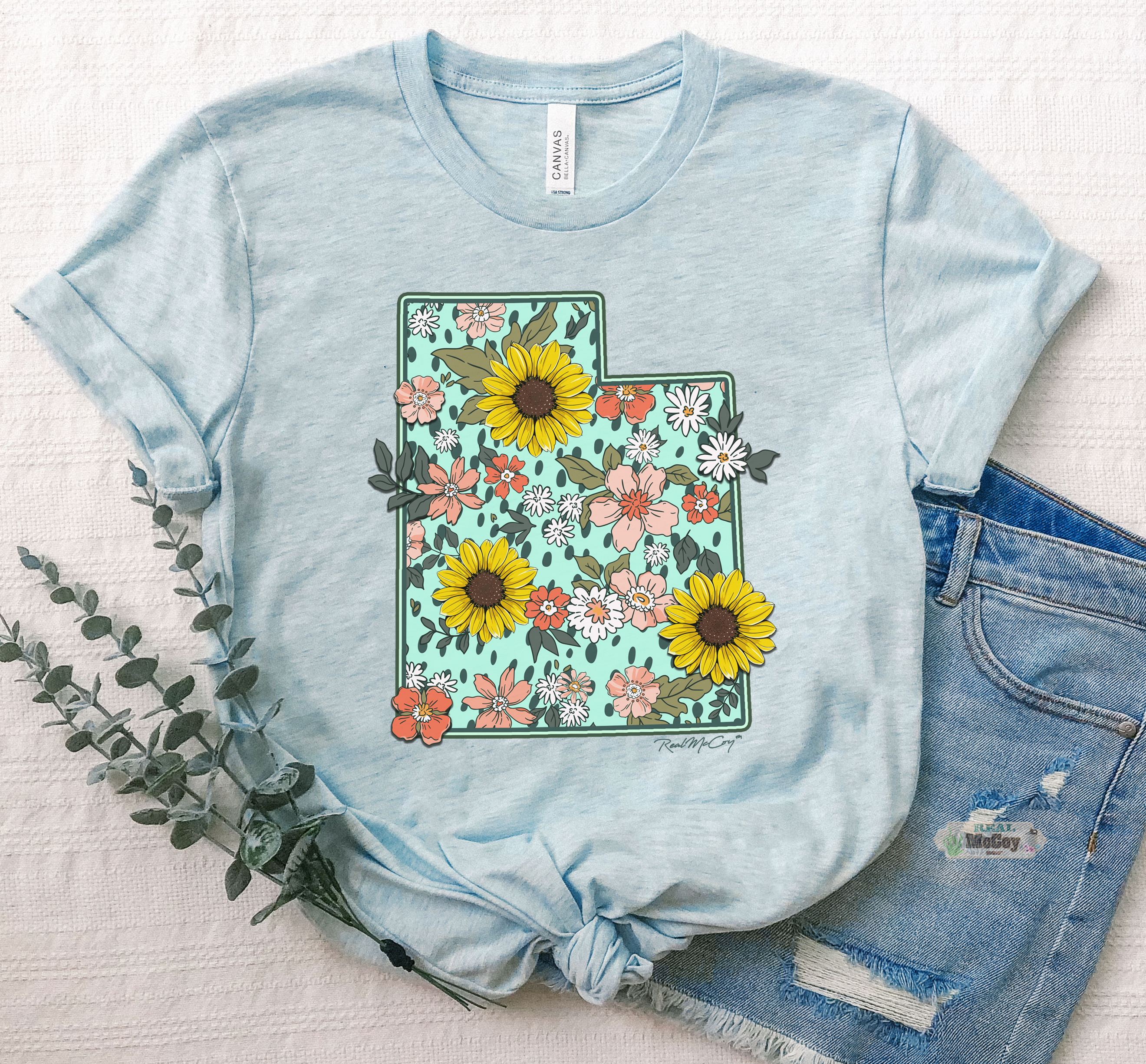 Spring Vibes State Tee (Shape & Abbrev.-All States Available)