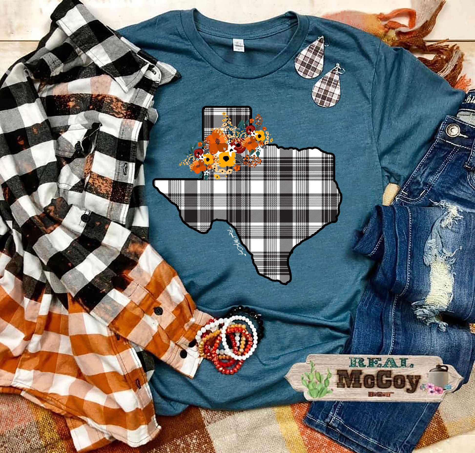 Fall Plaid State Tee