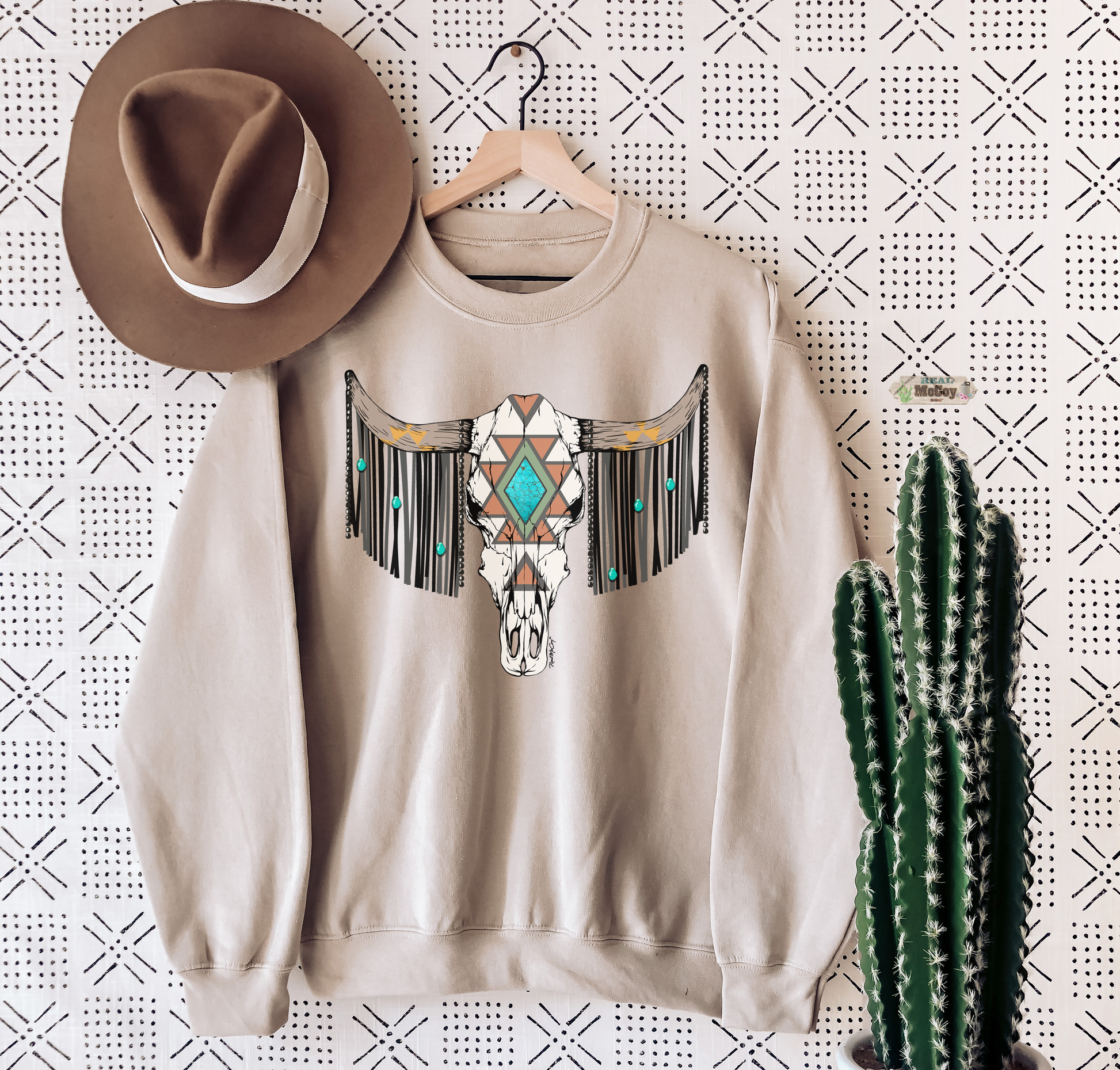 Turquoise & Fringe Bull Tee & Sweatshirt