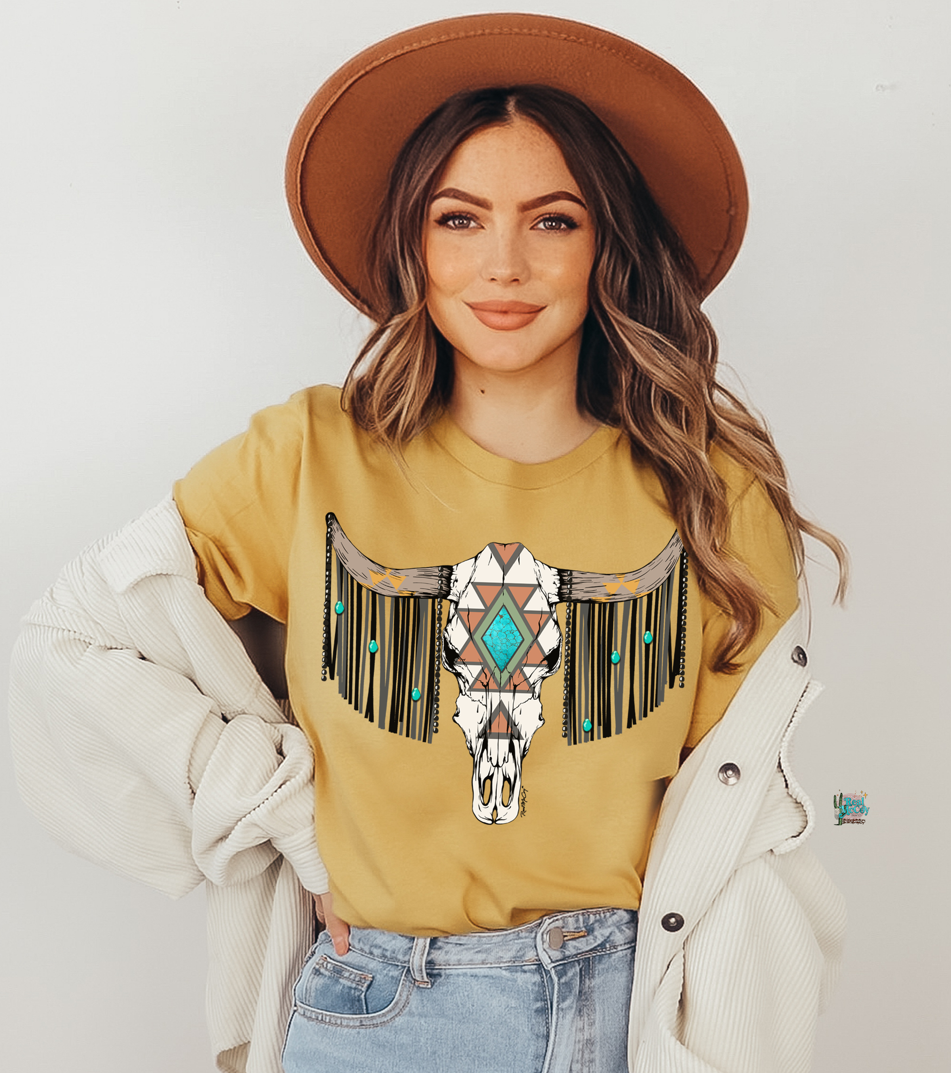 Turquoise & Fringe Bull Tee & Sweatshirt