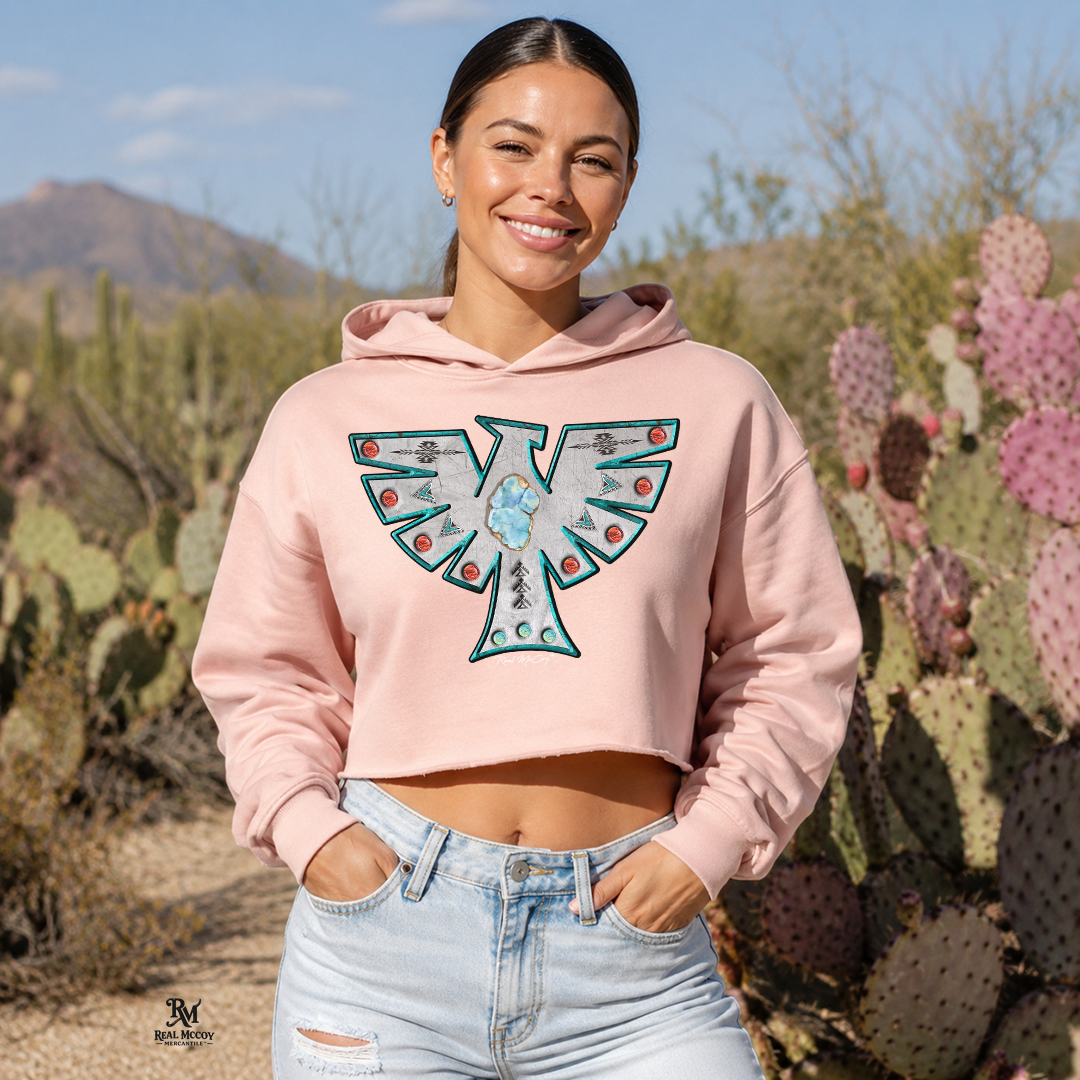 Turquoise Phoenix Tees & Crop Hoodie