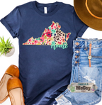 Floral Cheetah State Tee (Color & State Options)