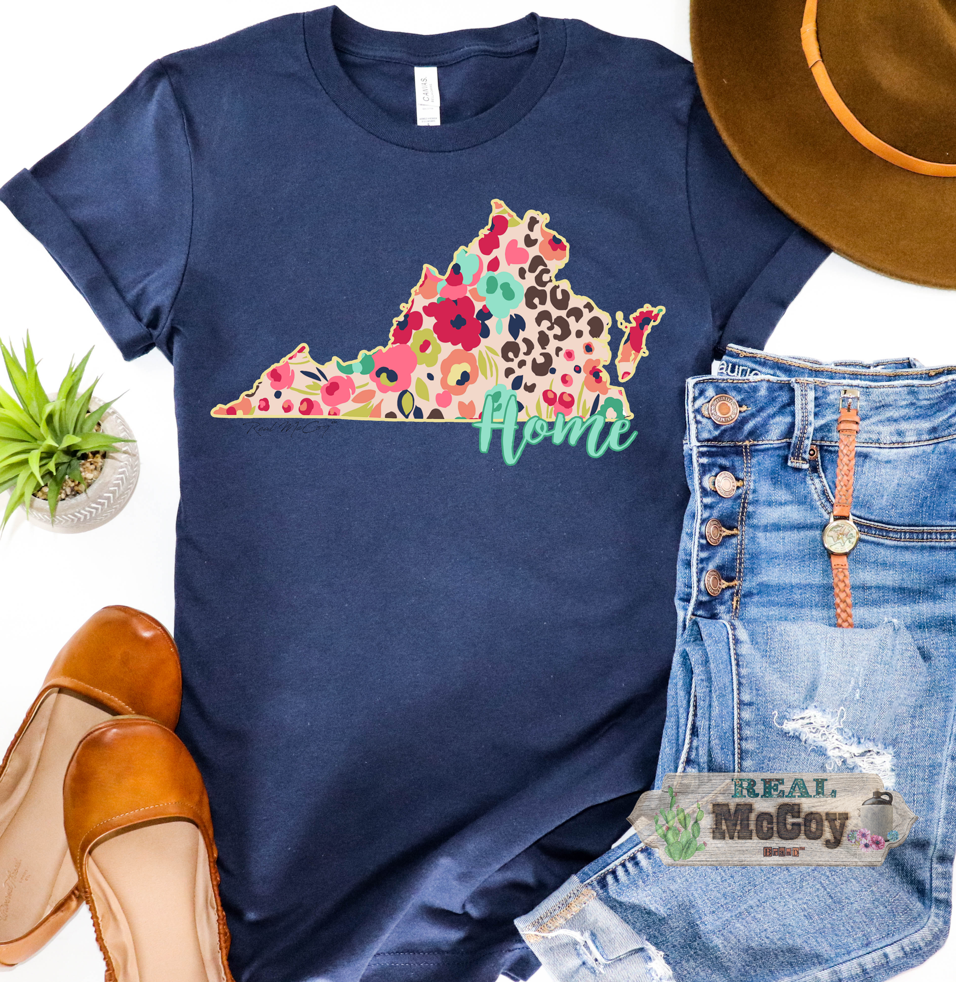 Floral Cheetah State Tee (Color & State Options)