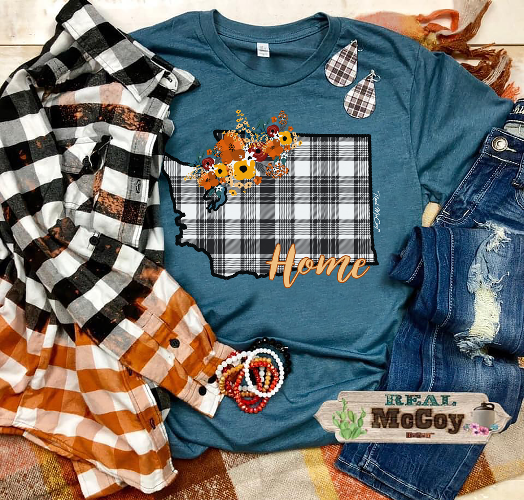 Fall Plaid State Tee