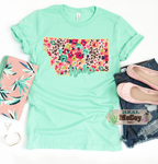 Floral Cheetah State Tee (Color & State Options)