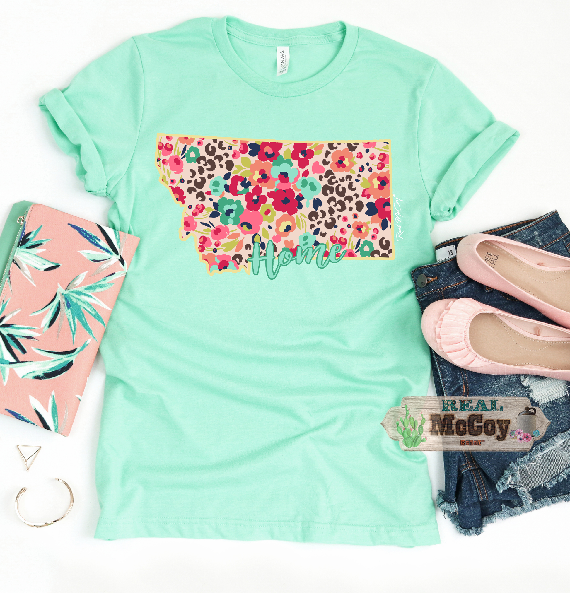 Floral Cheetah State Tee (Color & State Options)