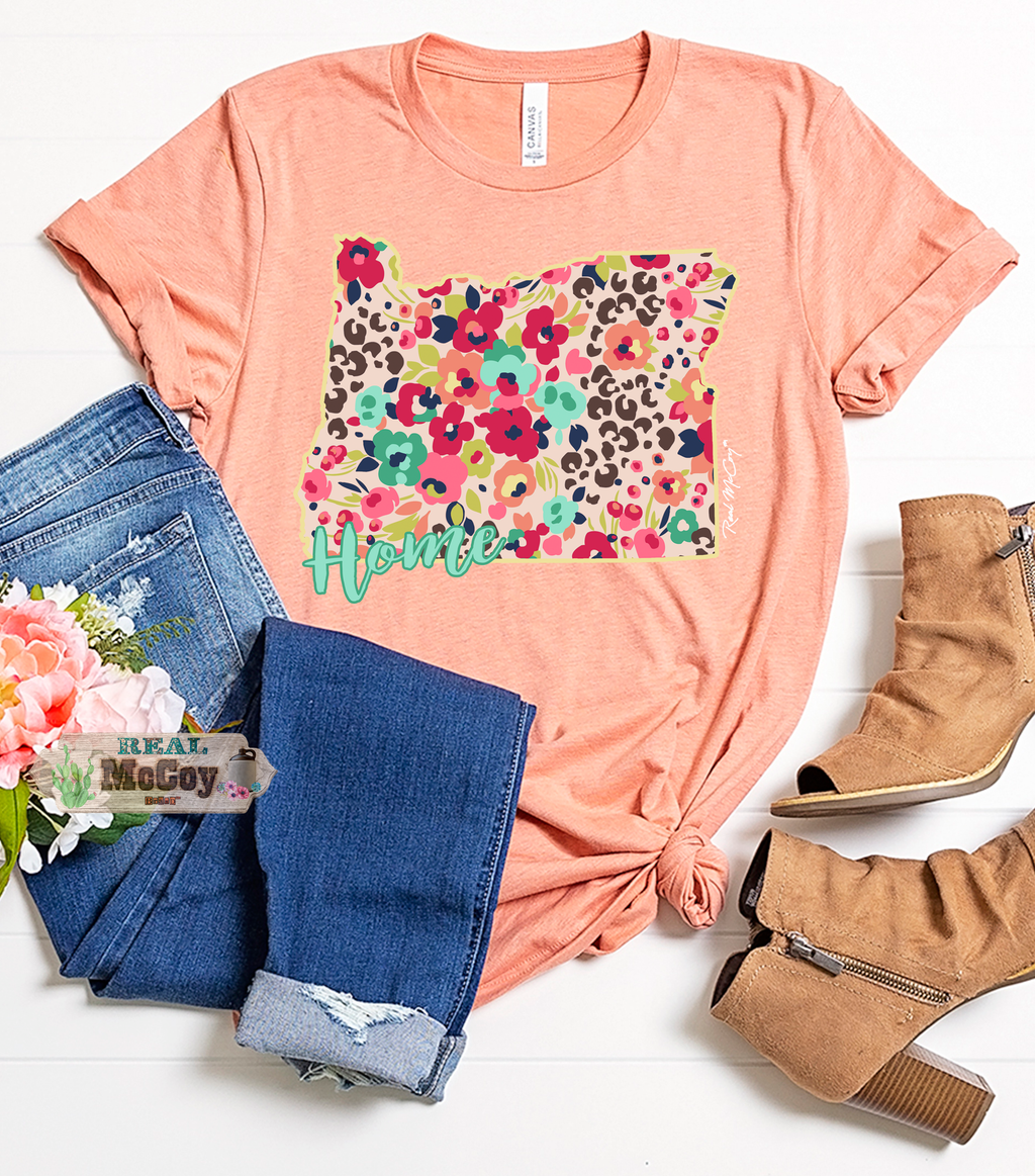 Floral Cheetah State Tee (Color & State Options)