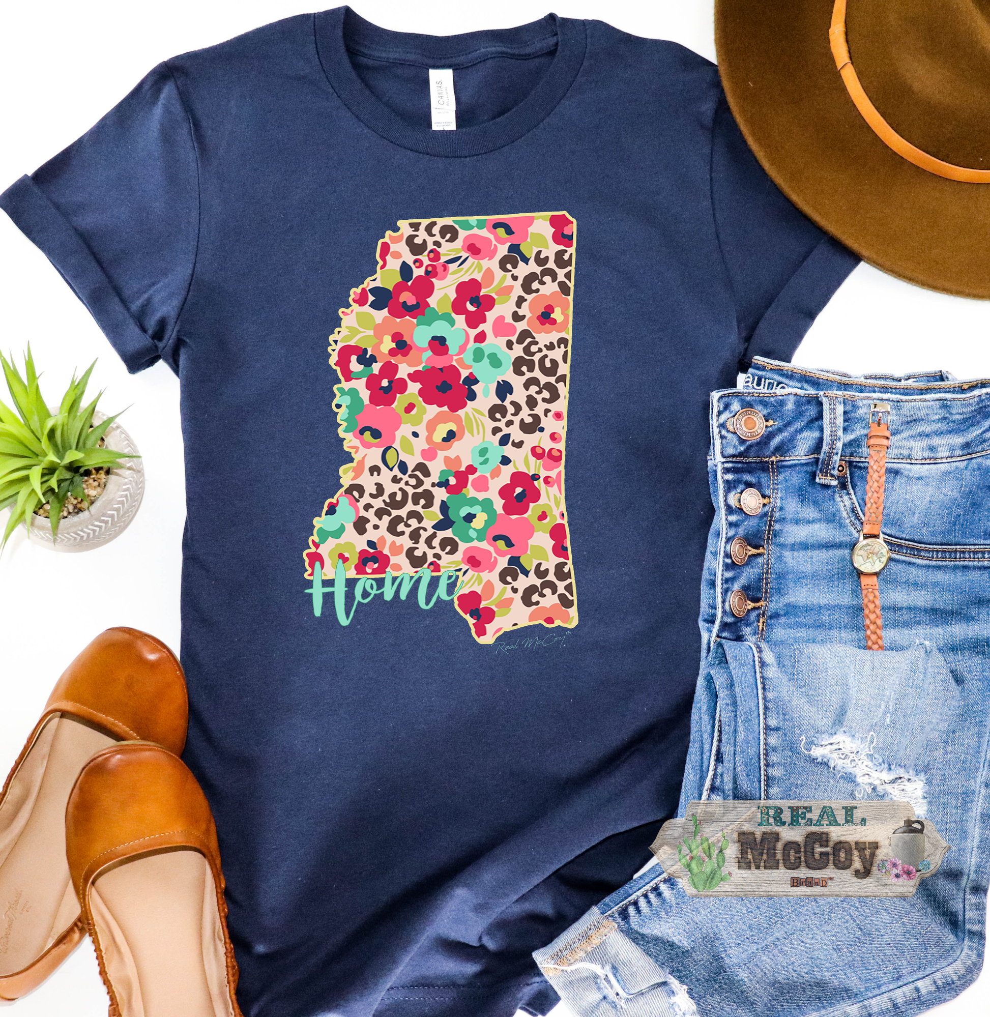 Floral Cheetah State Tee (Color & State Options)