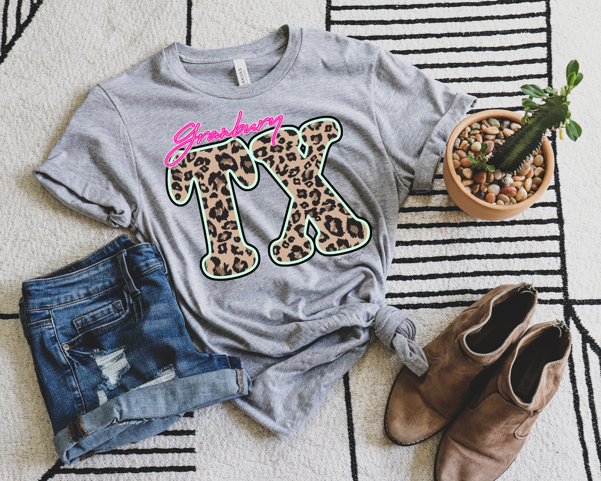 Leopard & Neon State Abbreviation Tee