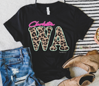 Leopard & Neon State Abbreviation Tee