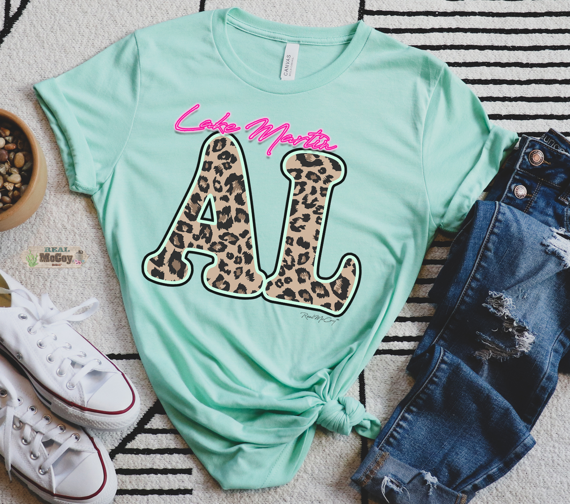 Leopard & Neon State Abbreviation Tee