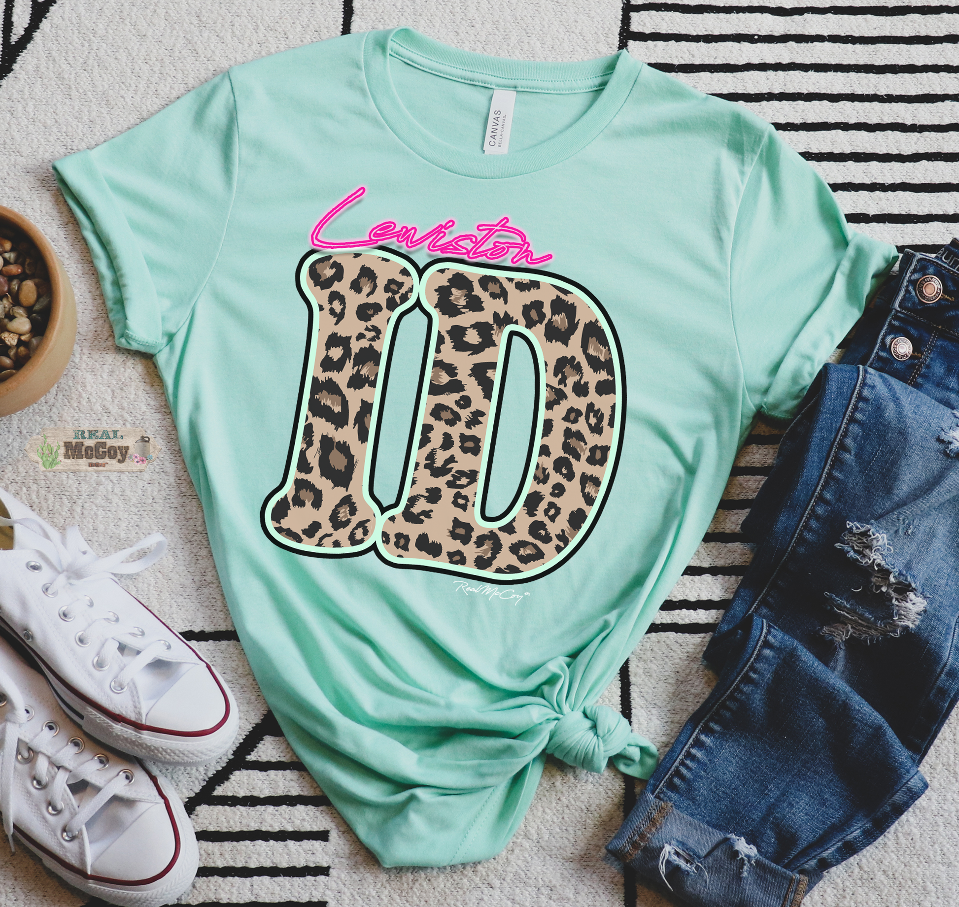 Leopard & Neon State Abbreviation Tee