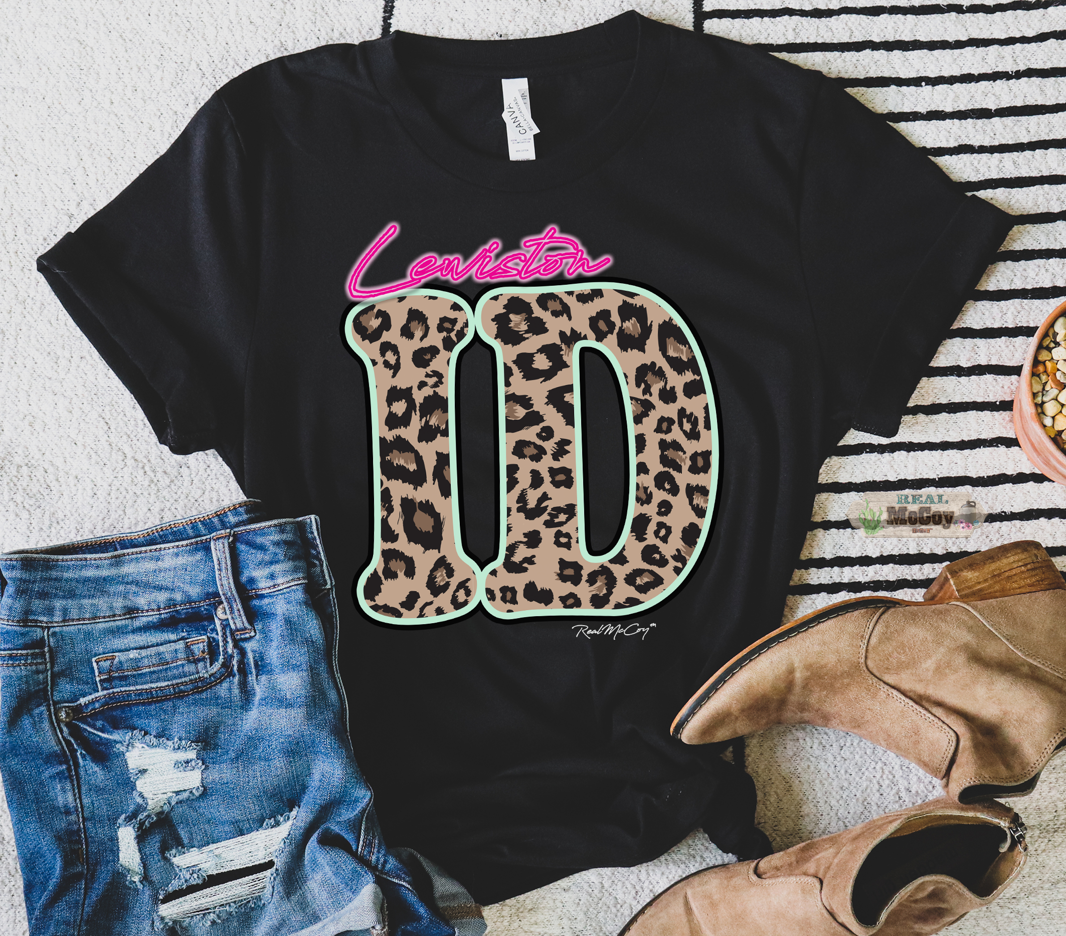 Leopard & Neon State Abbreviation Tee