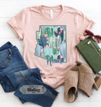 Pastel Cactus State Shape Tee