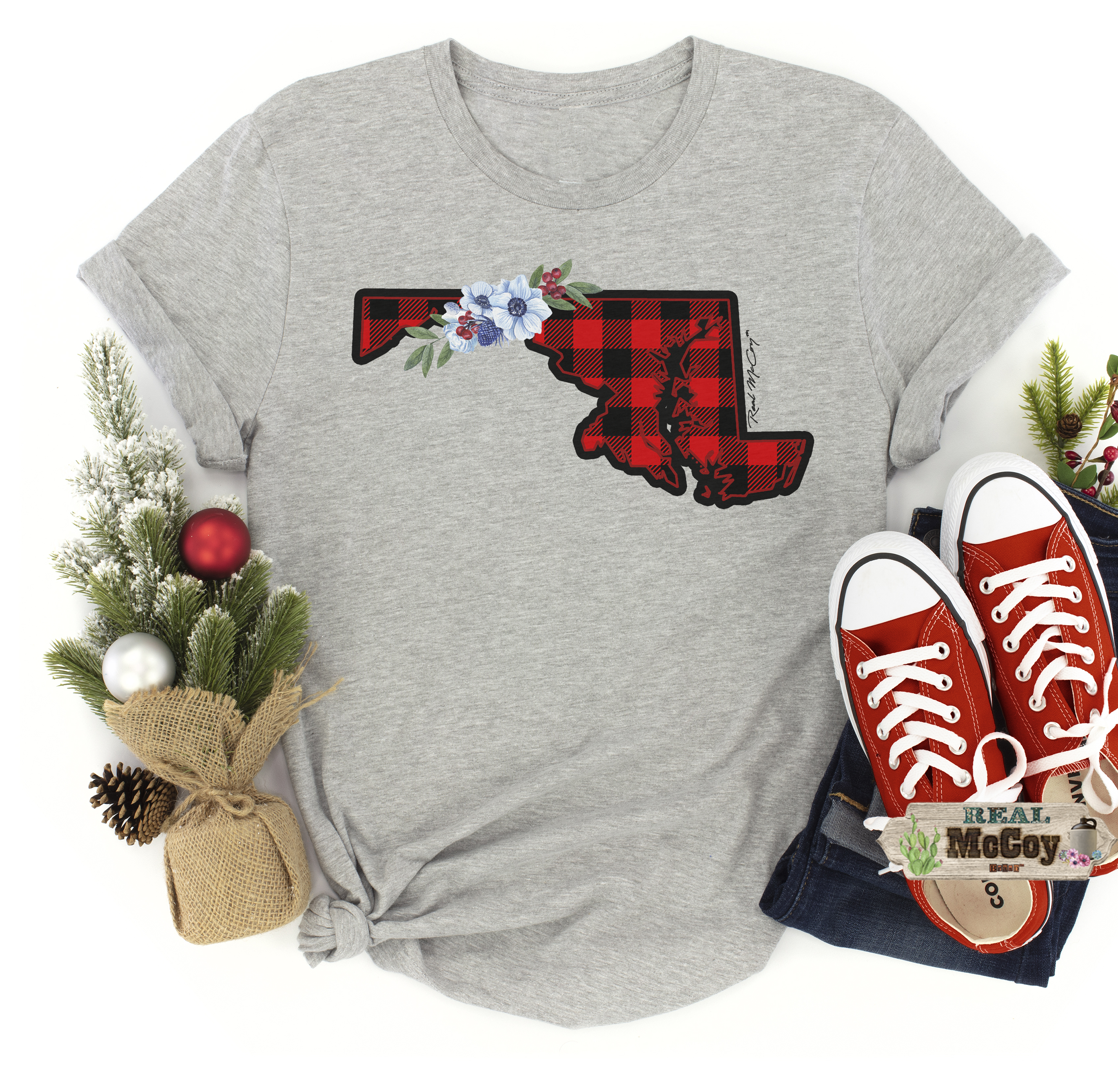 Winter Plaid State Tee