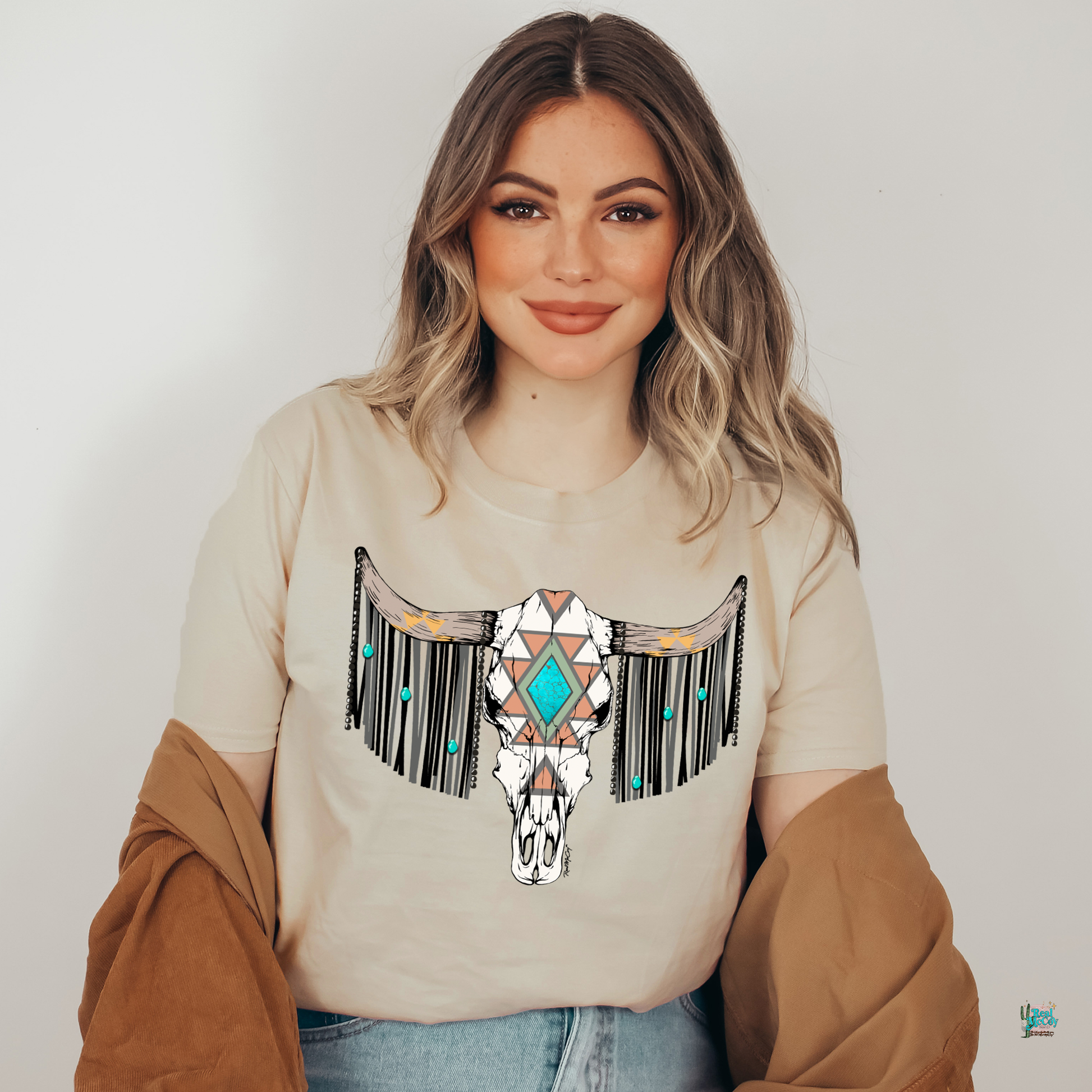 Turquoise & Fringe Bull Tee & Sweatshirt